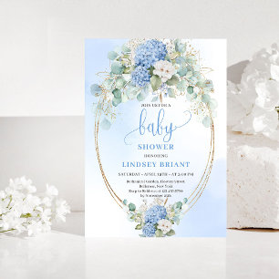 Elegant Eucalyptus Blue Baby Shower Invitation