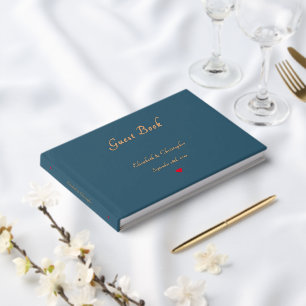 Elegant Eucalyptus Blue Gold Weddings Anniversary Guest Book