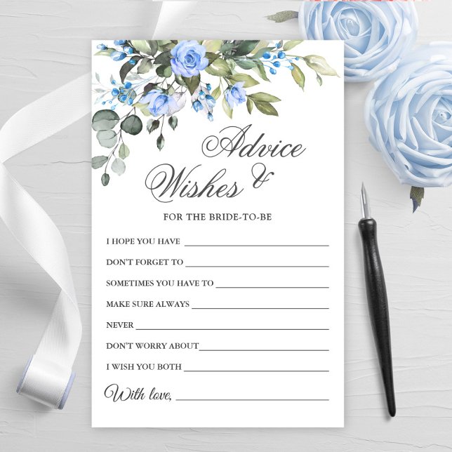 Elegant Eucalyptus Blue Roses Advice & Wishes Card (Creator Uploaded)
