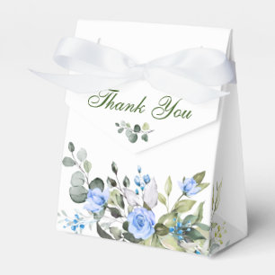 Elegant Eucalyptus Blue Roses Bridal Shower Favour Box
