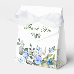 Elegant Eucalyptus Blue Roses Greenery Wedding  Favour Box