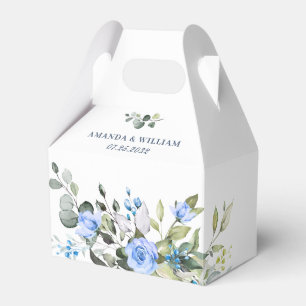 Elegant Eucalyptus Blue Roses Greenery Wedding Favour Box