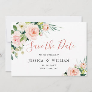 Elegant Eucalyptus Blush Pink Flowers Wedding Save The Date