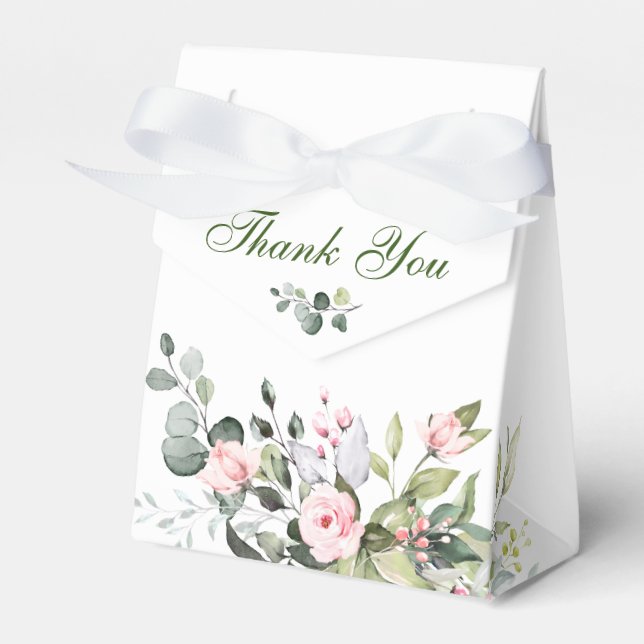 Elegant Eucalyptus Blush Roses Bridal Shower Favour Box (Front Side)