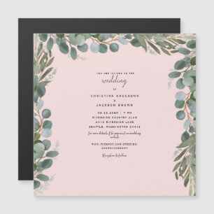 Elegant Eucalyptus Blush Wedding II Magnetic Invitation