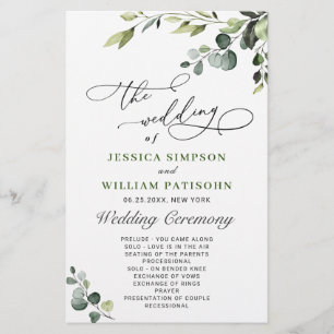 Elegant Eucalyptus Boho Wedding Ceremony Program