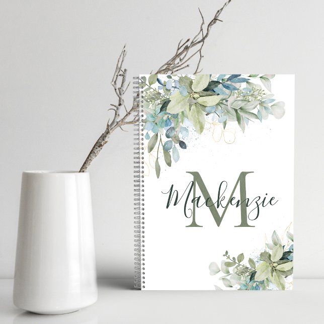 Elegant Eucalyptus Botanical Floral Monogram Notebook (Elegant Eucalyptus Botanical Floral Monogram Notebook)