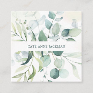 Elegant Eucalyptus Botanical Greenery Modern Square Business Card