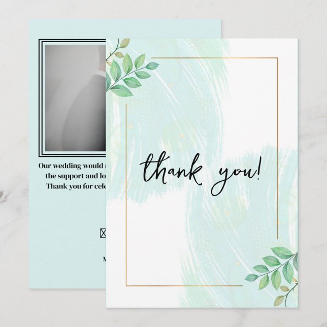 Elegant eucalyptus botanical photo wedding  thank you card (Front/Back)