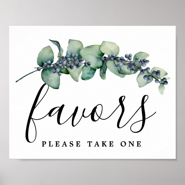 Elegant Eucalyptus Botanical Wedding Favour Sign (Front)
