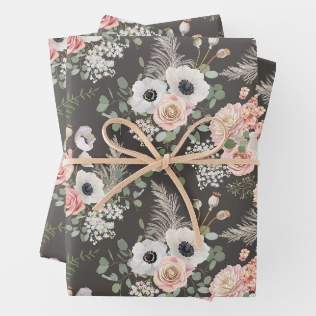 Elegant Eucalyptus Bouquet Wrapping Paper Sheet (In situ)