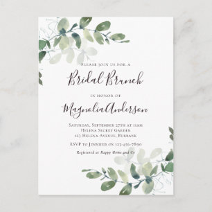 Elegant Eucalyptus Bridal Brunch Invitation Postca Postcard