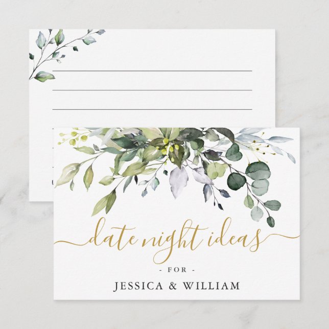Elegant Eucalyptus Bridal Shower Date Night Idea A Advice Card (Front/Back)