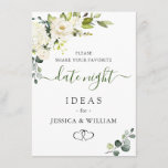 Elegant Eucalyptus Bridal Shower Date Night Idea   Advice Card<br><div class="desc">Elegant Eucalyptus Bridal Shower Date Night Idea Advice Card.</div>