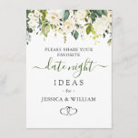 Elegant Eucalyptus Bridal Shower Date Night Idea  Advice Card<br><div class="desc">Elegant Eucalyptus Bridal Shower Date Night Idea Advice Card.</div>