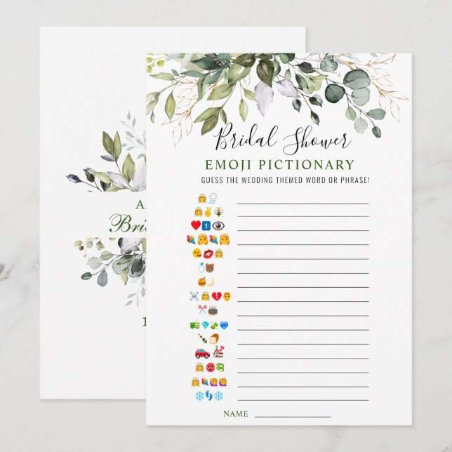 Elegant Eucalyptus Bridal Shower Game Card (Front/Back)