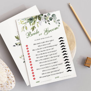 Elegant Eucalyptus Bridal Shower Game Card