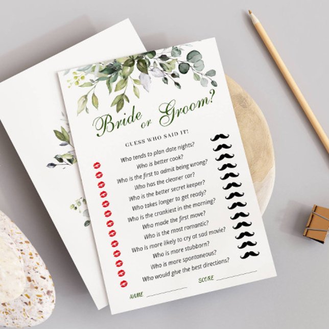 Elegant Eucalyptus Bridal Shower Game Card (Creator Uploaded)