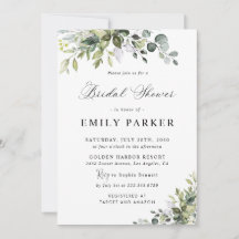 Elegant Eucalyptus Bridal Shower Invitation