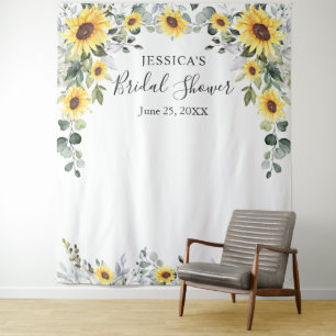 Elegant Eucalyptus Bridal Shower Photo Backdrop Tapestry