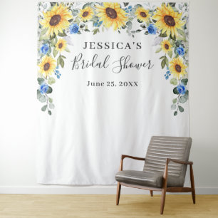 Elegant Eucalyptus Bridal Shower Photo Backdrop Tapestry