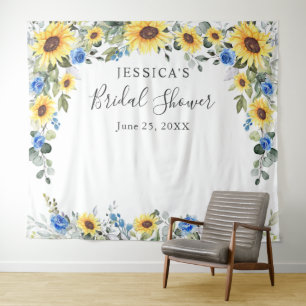 Elegant Eucalyptus Bridal Shower Photo Backdrop Tapestry