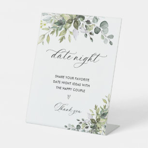 Elegant Eucalyptus Bridal Shower Recipe Card Sign