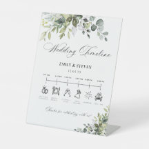 Elegant Eucalyptus Bridal Shower Timeline Sign