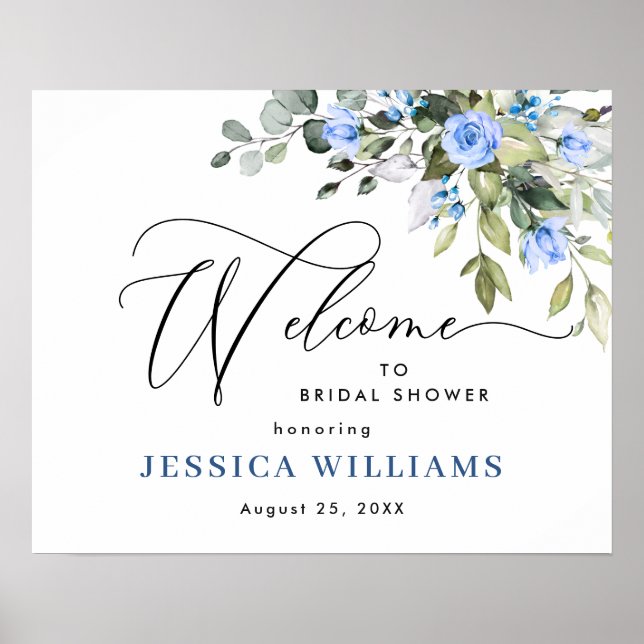 Elegant Eucalyptus BRIDAL SHOWER Welcome Poster (Front)