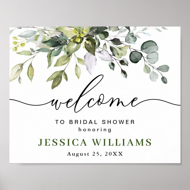 Elegant Eucalyptus BRIDAL SHOWER Welcome Sign (Front)