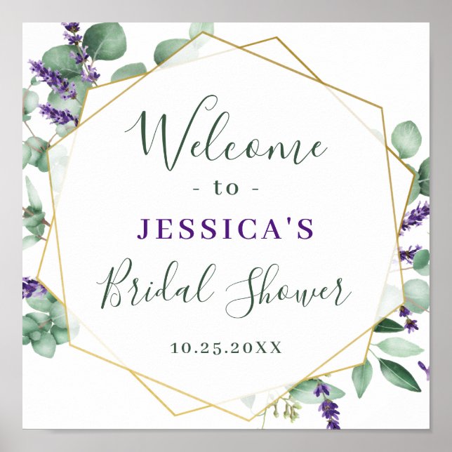 Elegant Eucalyptus BRIDAL SHOWER Welcome Sign (Front)
