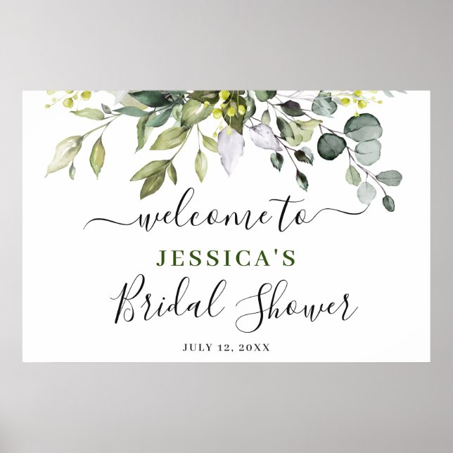 Elegant Eucalyptus BRIDAL SHOWER Welcome Sign (Front)