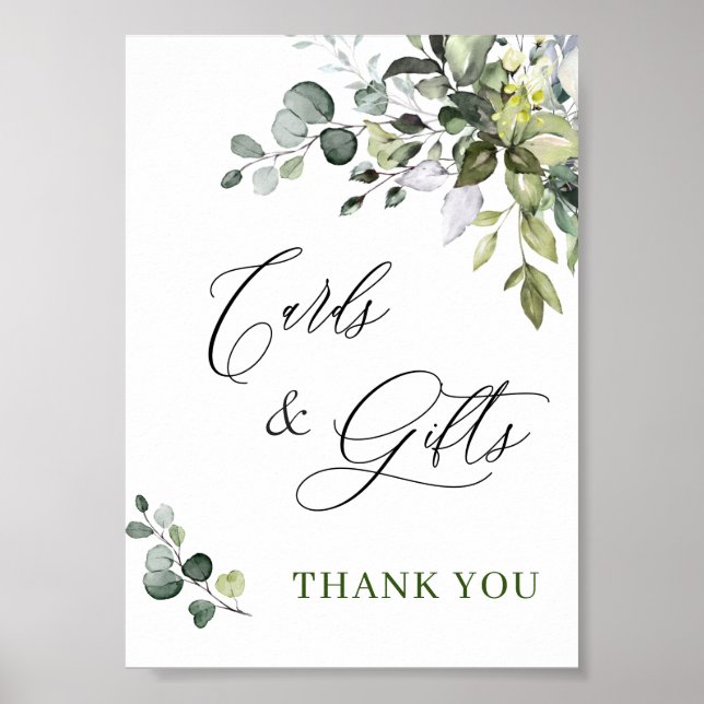 Elegant Eucalyptus Cards and Gifts Wedding Sign (Front)
