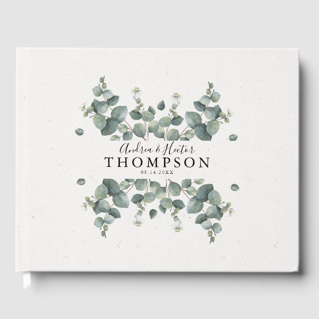 Elegant Eucalyptus Classic Wedding Guest Book (Front)