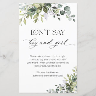 Elegant Eucalyptus Don't Say Boy or Girl Game