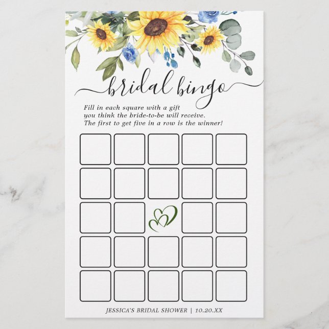 Elegant Eucalyptus Double-Sided Bridal Shower Game (Front)