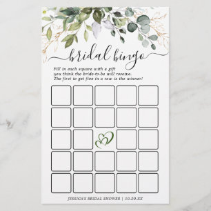 Elegant Eucalyptus Double-Sided Bridal Shower Game