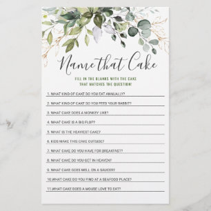 Elegant Eucalyptus Double-Sided Bridal Shower Game