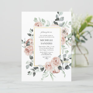 Elegant Eucalyptus Dusty Rose Bridal Shower Invitation