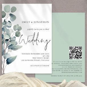 Elegant Eucalyptus Elegant Script Sage Wedding Invitation