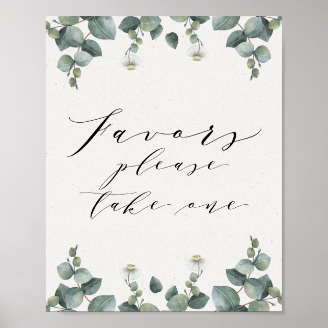Elegant Eucalyptus Favors Sign (Front)