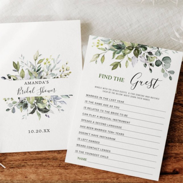 Elegant Eucalyptus Floral Bridal Shower Game Card (Creator Uploaded)