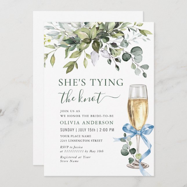 Elegant Eucalyptus Floral Bridal Shower Invitation (Front/Back)