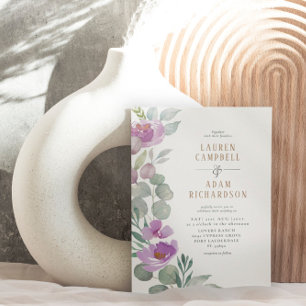 Elegant Eucalyptus floral Green & pink Wedding Invitation