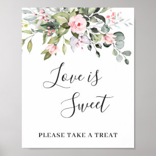 Elegant Eucalyptus Floral Love is Sweet Wedding Po Poster