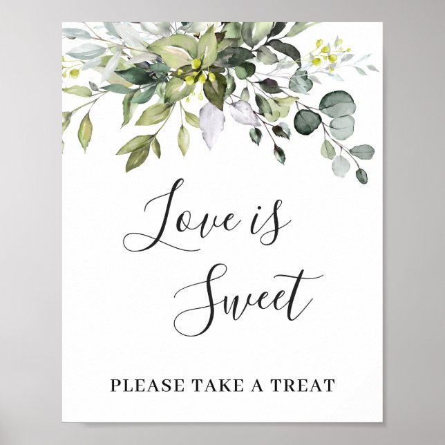 Elegant Eucalyptus Floral Love is Sweet Wedding Poster (Front)