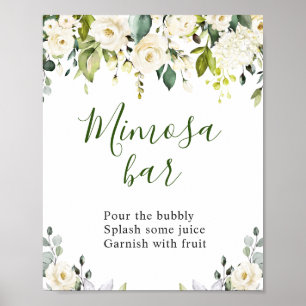 Elegant Eucalyptus Floral Mimosa Bar Wedding Sign