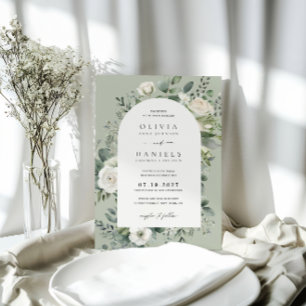 Elegant Eucalyptus Floral Sage Green Wedding Invitation