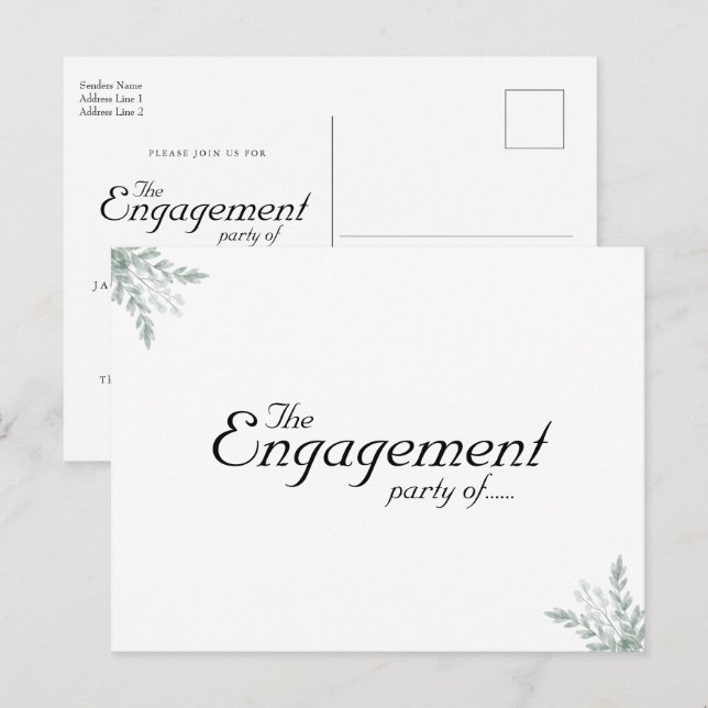 Elegant Eucalyptus Floral Save The Date Engagement Invitation Postcard (Front/Back)