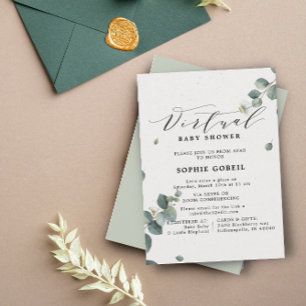 Elegant Eucalyptus Floral VIRTUTAL Baby Shower Invitation